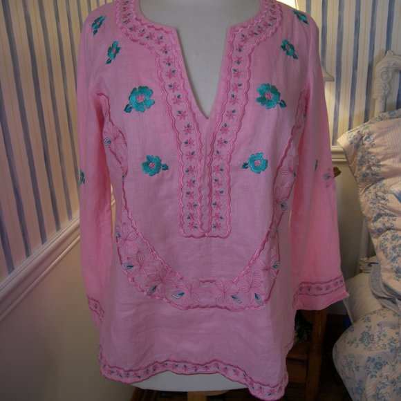 Lilly Pulitzer Tops - Lilly Pulitzer Sandra Caftan Linen NWT $188 XS